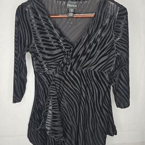 Baranda Blouse Black Velvet Burnout Faux Wrap Y2K Babydoll Whimisgoth L